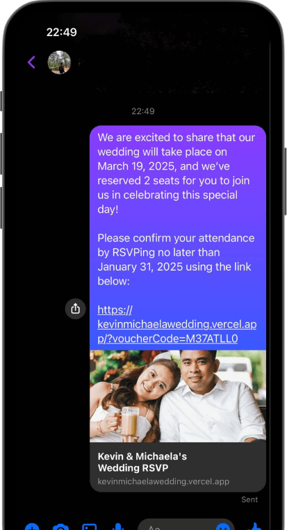 Send the invitation link to the guest image.